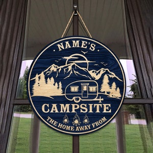 Personalized Campsite Wooden Sign, Custom Name Campsite Sign, Custom Camping Gifts, Welcome To Our Campsite, Cabin Decor, Camping Sign