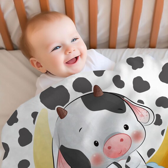 Personalized Baby Blanket - Custom Name Cow Print Blanket, Soft Minky Fleece, 30x40 Inches For Swaddle, Crib, Stroller - View #7