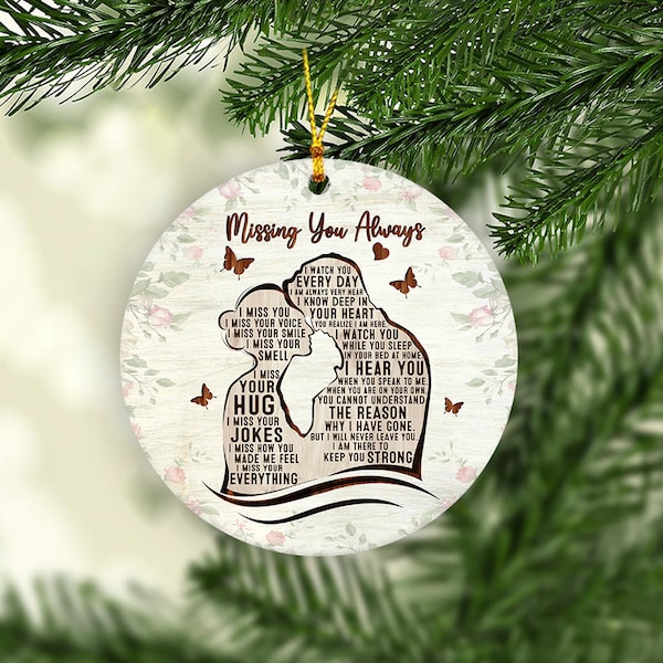 My Husband in Heaven Circle Ornaments, I Miss You Missing Always Ornament, Loss of Husband, Memorial Husband Ornament Gift for Widow