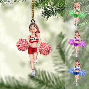 Custom Photo Cheerleader Christmas Ornament: Acrylic Cheer Coach Gift