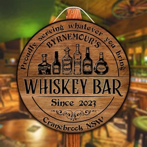 Enseigne de bar à whisky personnalisée : enseigne en bois personnalisée, décoration homme des cavernes