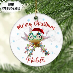 Personalized Axolotl Christmas Ornament: 2024 Xmas Tree Hanging Gift
