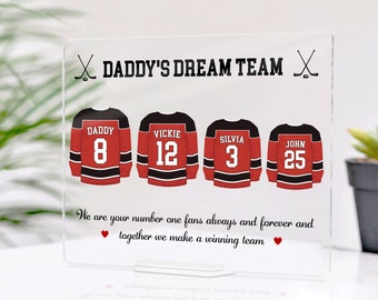 Personalisierte Daddys Dream Team Hockey Plakette: Acryl Papa Geschenk