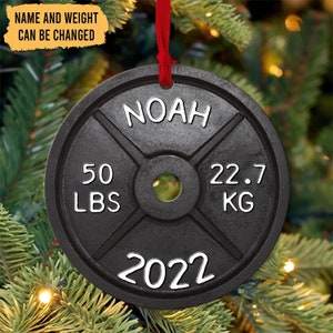 Personalized Weight Lifting Christmas Ornament | Workout Christmas Ornament Xmas | Weight Lifting Gift For Trainer or Training Partner