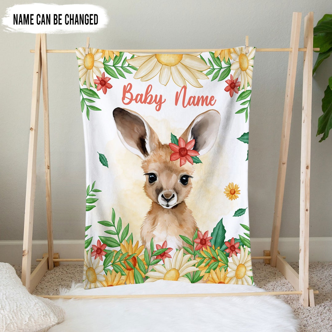 Personalized Kangaroo Blanket for Kids Floral Kangaroo Baby Etsy