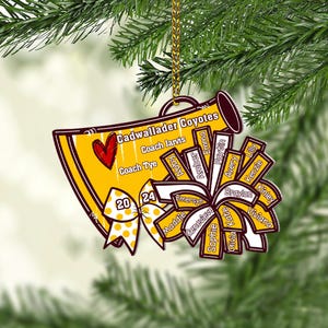 Cheer Christmas Ornament, Megaphones Ornament, Custom Cheerleader Team Ornament, Cheerleader Pom Poms Girl Ornament 2024, Cheer Coach Gift,