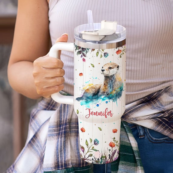 パーソナライズされたカワウソタンブラー40オンス：カワウソ愛好家への