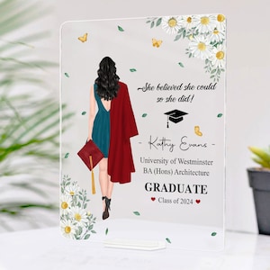 Signo de placa de graduación personalizado, placa acrílica de felicitaciones de graduación, regalo de nuevo graduado, regalos de graduación para ella, regalos para él clase de 2024