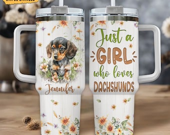 Personalized Dachshund Tumbler: 40oz Stainless Steel Travel Mug