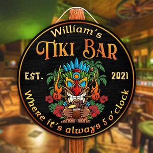 Personalized Tiki Bar Wood Signs Tiki Bar Signs, Tiki Bar Sign, Backyard Sign, Tiki Bar, Tiki Lounge, Tiki Huts, Tiki Bar Wooden Sign
