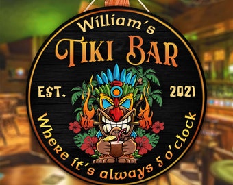 Placa personalizada para Tiki Bar: decoração de madeira personalizada
