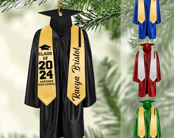 Gepersonaliseerde afstuderen ornament 2025, middelbare school afstudeercadeau, nieuw afgestudeerde cadeau, afstudeercadeaus voor haar, hem, college afstudeercadeau