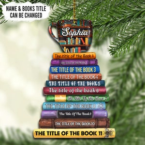 Personalized Christmas Book Ornament, Bookstack With Custom Titles, Customized Gift For Book Lovers, Book Ornaments, Gift For Book Lover