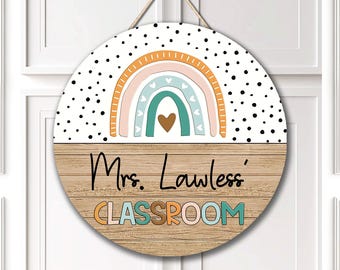 Personalized Teacher Classroom Sign: Wooden Door Hanger