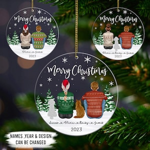 Personalized Couple With Dogs Christmas Ornaments, Gift For Dog And Cat Lovers, Christmas Ornaments, Our First Christmas Couple Ornament