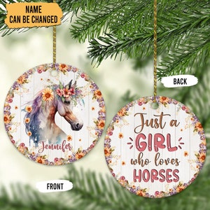 Personalized Horse Ornament, Just A Girl Who loves Horses Ornament, Horse Ornament, Christmas Horse Ornament, Ornament Gift For Horse Lovers