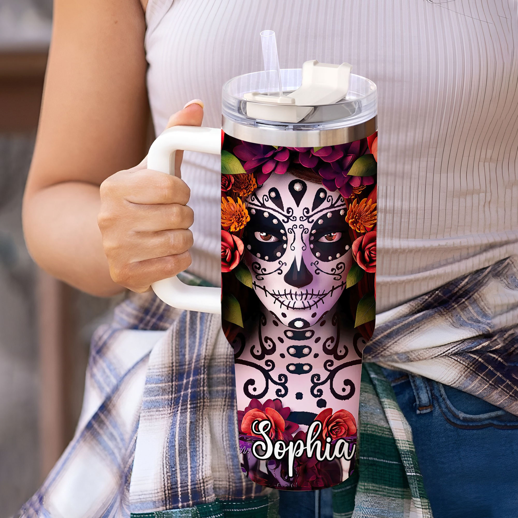 Tervis - Vaso Aislado De Halloween Con Calavera De Azúcar, 16 Oz, Diseño Clásico