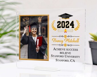 Targa In Legno Decorativa 'Class Of 2025' Per Laurea, 30x13.5 Cm, Nero E Oro, Regalo Di Congratulazioni
