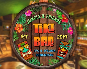 Placa personalizada para Tiki Bar: decoração de madeira personalizada