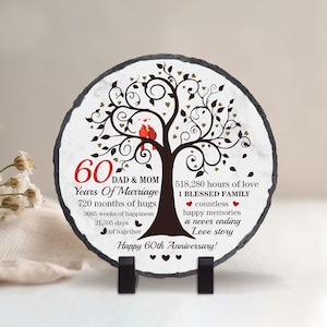 Personalized Anniversary Wedding Gifts for Parents, 50th, 60th Anniversary Plaque Unique Gift, Couple Slate Plate, Wedding Anniversary Stone