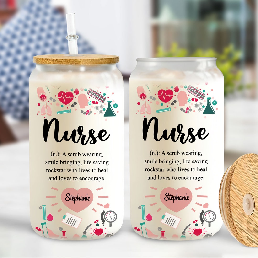 Personalized Nurse Glass Cup, Nurse Appreciation Gifts, Gift for Nurse, Nurse Gift, Nurse Day