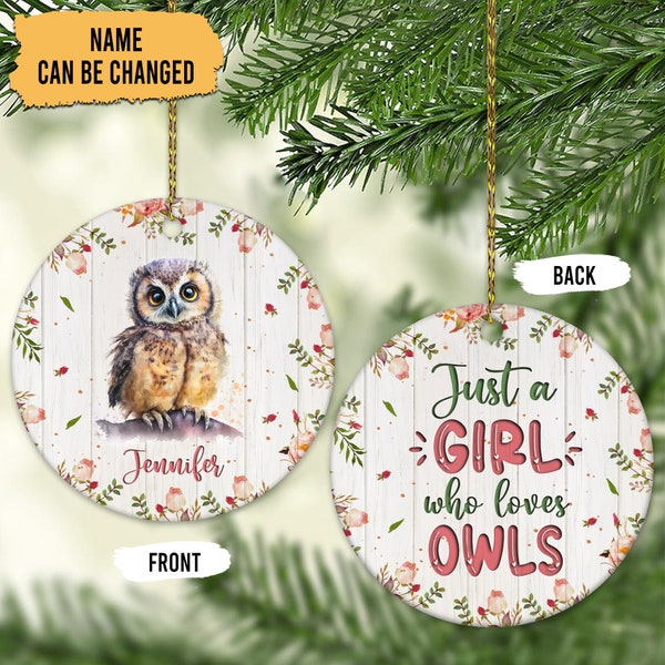 Personalized Owl Ornament, Just A Girl Who loves Owls Ornament, Owl Christmas Ornament, Ornament Gifts For Owl Lover,2023 Christmas Ornament