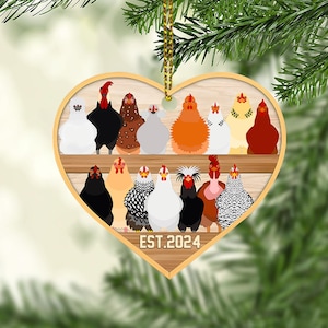 Adorno navideño personalizado de gallinero: adorno acrílico de estilo rústico