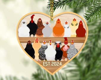 Personalized Chicken Coop Christmas Ornament: Farmhouse Acrylic Ornament