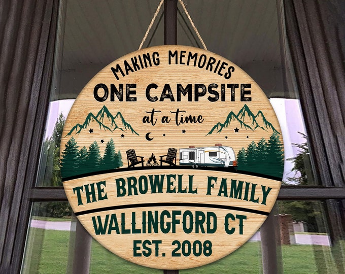 Personalized Campsite Wood Sign: Custom Family Name Cabin Decor