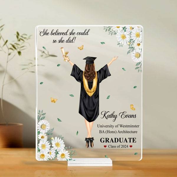 Personalized Graduation Plaque Sign, Grad Gift Acrylic Plaque, New Graduate Gift, Graduation Gifts For Her, Gifts For Him Class Of 2024