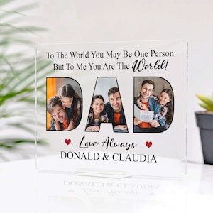 Personalized Family Photo Plaque, Father&#39;s Day Gift, Gift For Dad From Daughter, Custom Family Portrait, Dad Gift, Happy Fathers Day