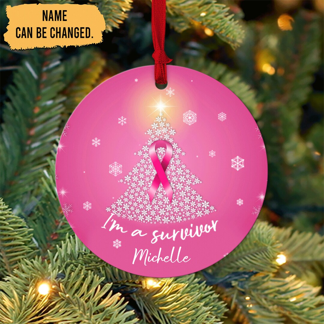 Personalized Breast Cancer Ornament, Cancer Ribbon Gifts Cancer