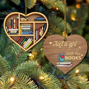 Personalized Reading Book Christmas Ornament, Book Stacked Ornament, Librarian Book Ornament, Gift Reading Book Lover, Gift For Books Lovers