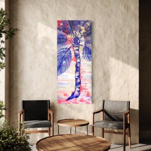 KISS ME under the palm tree  25 x 60inches/ acrylic painting on canvas/ original painting
