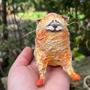 Yoga Cat Figurine – Ginger Stretching Cat Miniature