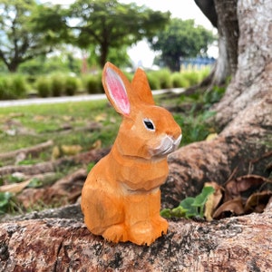 Hand-Carved Wooden Rabbit | Cute Nordic Animal Ornament | Unique Birthday Gift