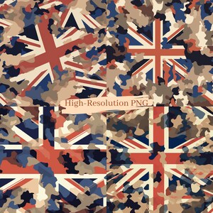 Conception militaire Union Jack - Camouflage interprétation du drapeau britannique - haute résolution PNG - téléchargement numérique