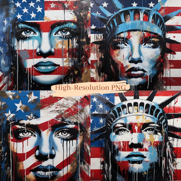 Graffiti Art American Flag, Vibrant Street Art-Inspired Design, High-Res PNG, Instant Digital Download