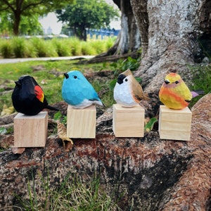 Hand-Carved Wooden Bird Sculpture | Nordic Style Ornament | Unique Housewarming Gift