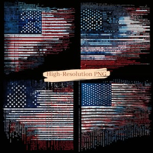 Binaire code Amerikaanse vlag, High-Res PNG, Digital Age Design, Instant Download