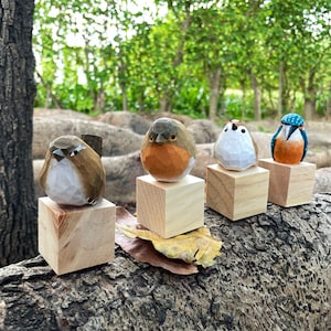 Hand-Carved Wooden Bird | Cute Nordic Animal Ornament | Unique Birthday Gift