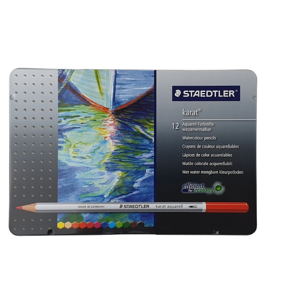 Staedtler Karat Aquarell Set of 12 Watercolour Pencils Water Soluble Premium Quality