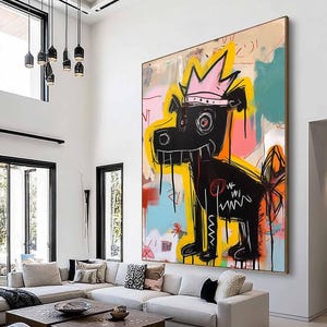 Dog graffiti wall art, dog graffiti wall decoration, black puppy graffiti art,abstract dog art, graffiti handmade art,cartoon art,modern art