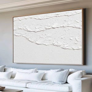 Large white sea art,3D ocean wave art,white heavy textured sea art,abstract sea art,minimalist art,white ocean wave art,sea texture painting