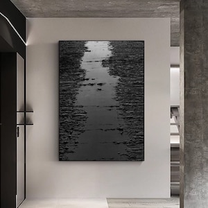 Wabi Sabi wall art Black 3D Textured Painting Black plaster wall art Large Black Abstract Painting Black Abstract wall art Black paintings