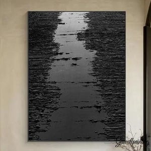 Wabi Sabi wall art Black 3D Textured Painting Black plaster wall art Large Black Abstract Painting Black Abstract wall art Black paintings