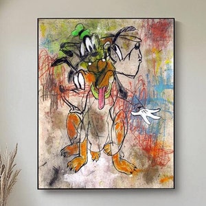 Disney cartoon characters, Goofy cartoon art, graffiti art street art wall art, colorful pop art wall, comic art, cartoon abstract art
