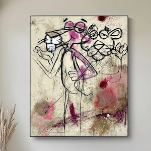 Pink Panther room decor,Pink Panther wall art,Pink Panther street art,Pink Panther abstract art,Pink Panther cartoon art,personalized gifts