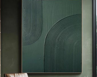 Großer grüner Bogen Acrylmalerei, abstrakte Kunst, 3D-Textur, minimalistische Kunst, olivgrüne Wandkunst, olivgrüne Bogenkunst, Bogenkunst, Raumdekor