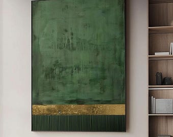 green texture art,green abstract art, green vertical line art,green gold wall art,green canvas art,3D texture art,green wabi-sabi wall art